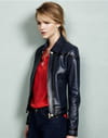 Blouson en cuir bleu marine et noir de Pablo Blouson en cuir bleu marine et noir de Pablo